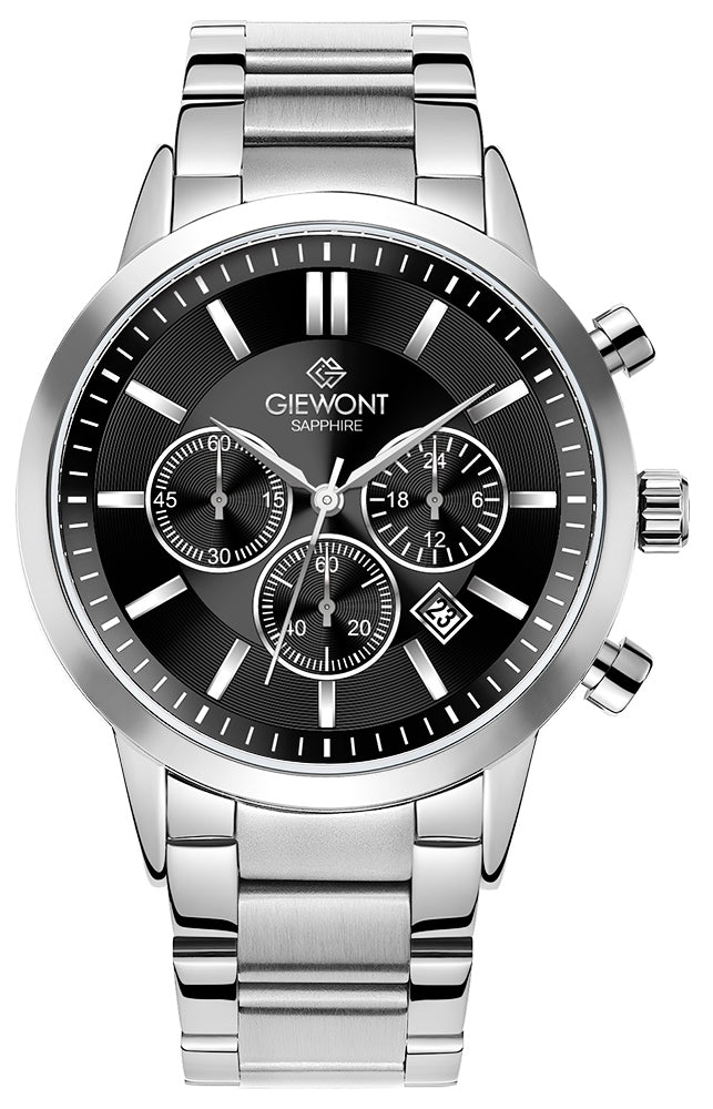Zegarek Męski Giewont Chronograph Sapphire Srebrno Czarny GW8510-B1
