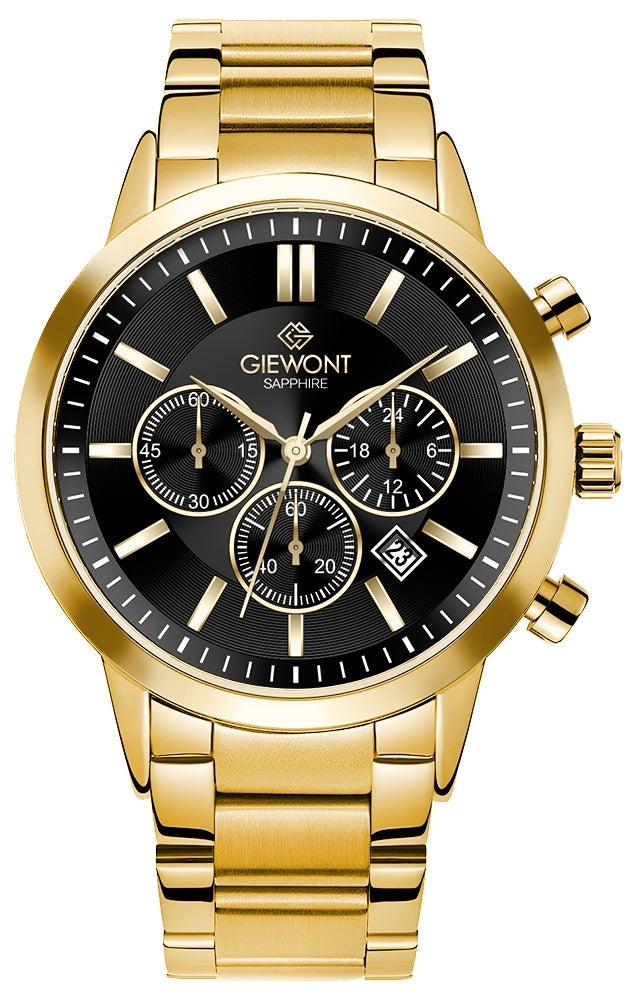 Zegarek Męski Giewont Chronograph Sapphire Złoto Czarny GW8510-B5