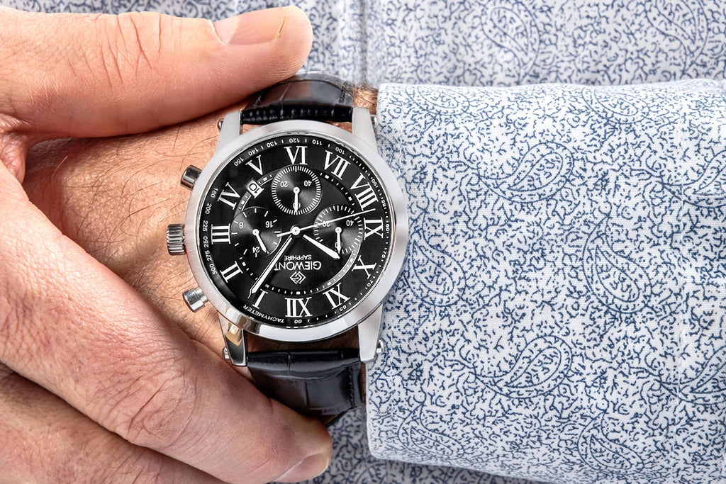 Zegarek Męski Giewont Chronograph Sapphire Srebrno Czarny GW6260-A2