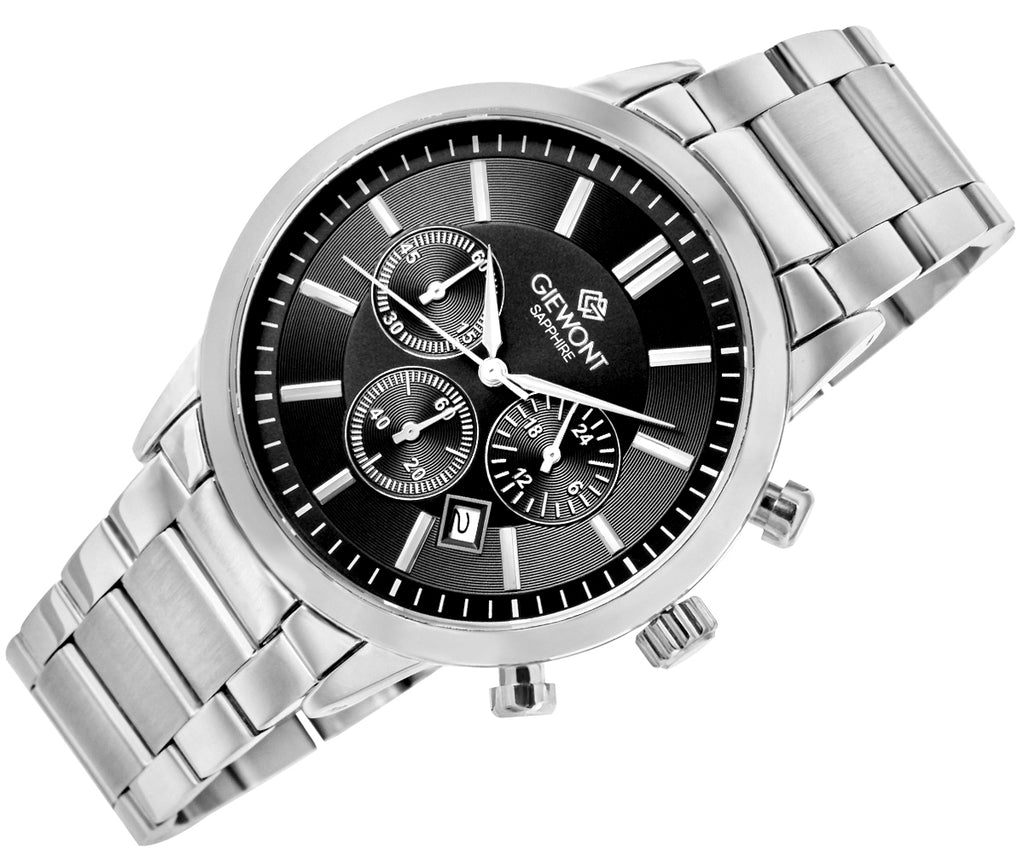 Zegarek Męski Giewont Chronograph Sapphire Srebrno Czarny GW8510-B1