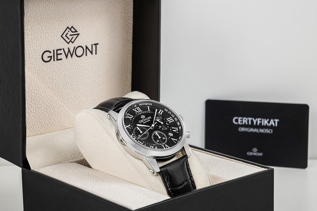 Zegarek Męski Giewont Chronograph Sapphire Srebrno Czarny GW6260-A2