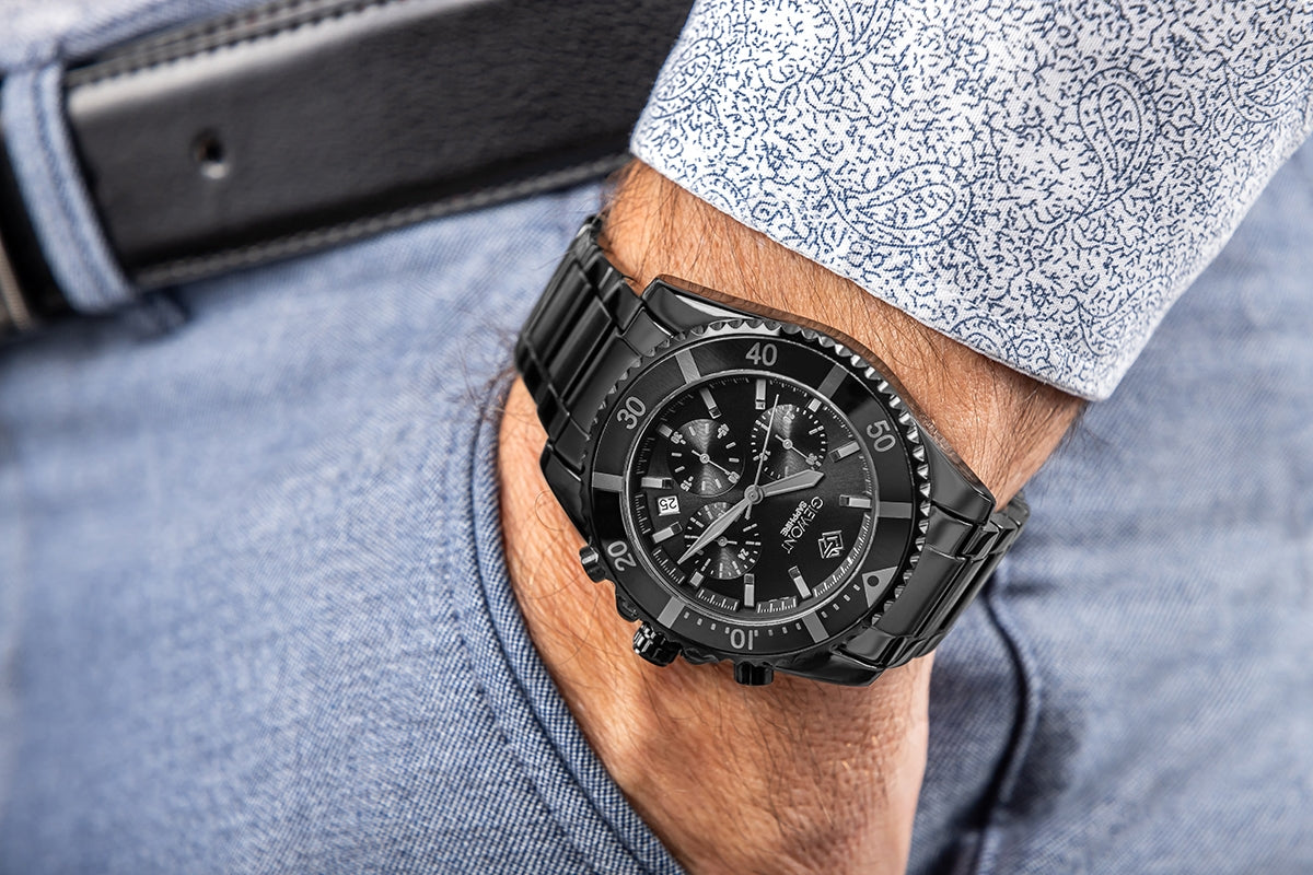 Zegarek Męski Giewont Chronograph Sapphire Czarno Tytanowy GW3970-B1