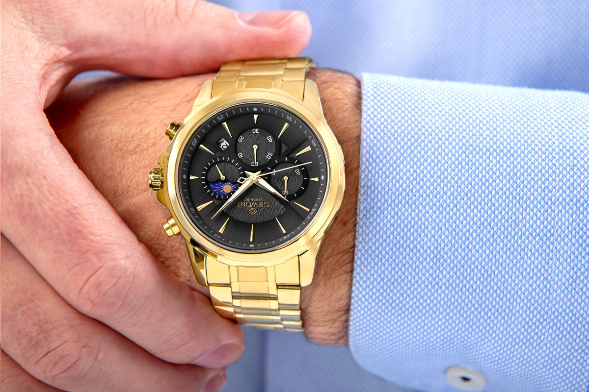 Zegarek Męski Giewont Chronograph Sapphire Złoto Czarny GW9460-B4