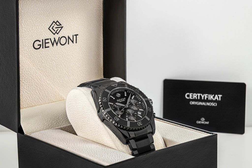 Zegarek Męski Giewont Chronograph Sapphire Czarno Tytanowy GW3970-B1