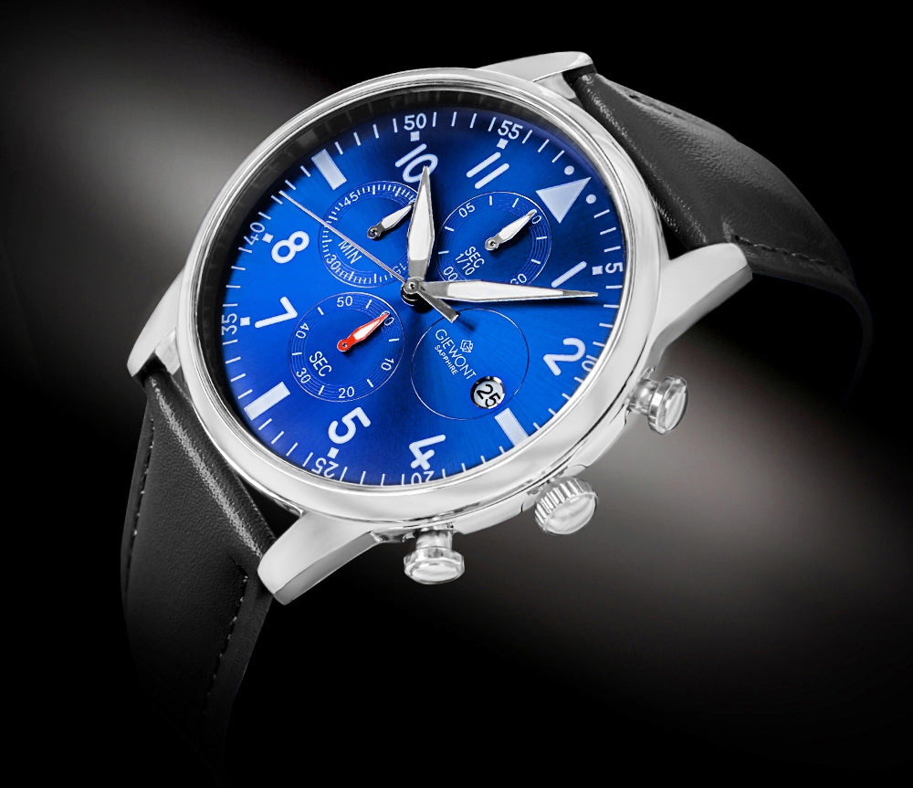 Zegarek Męski Giewont Chronograph Sapphire Czarno Niebieski GW5630-A3