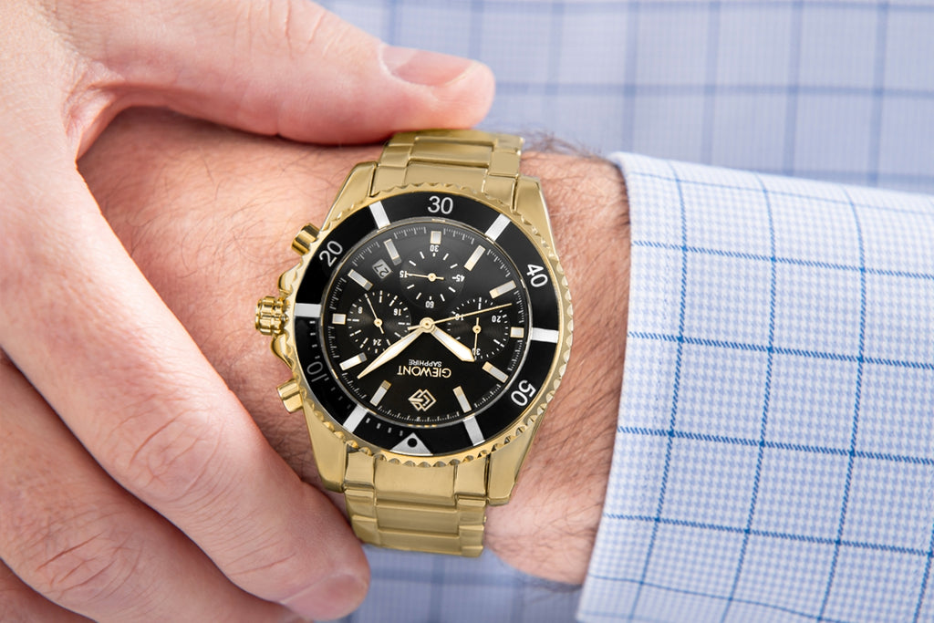 Zegarek Męski Giewont Chronograph Sapphire Złoto Czarny GW3970-B7