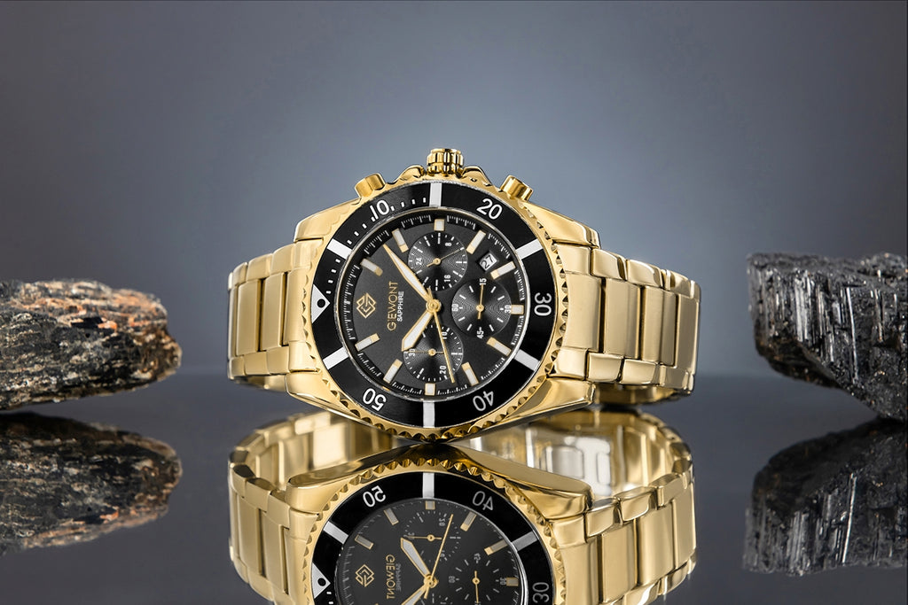 Zegarek Męski Giewont Chronograph Sapphire Złoto Czarny GW3970-B7