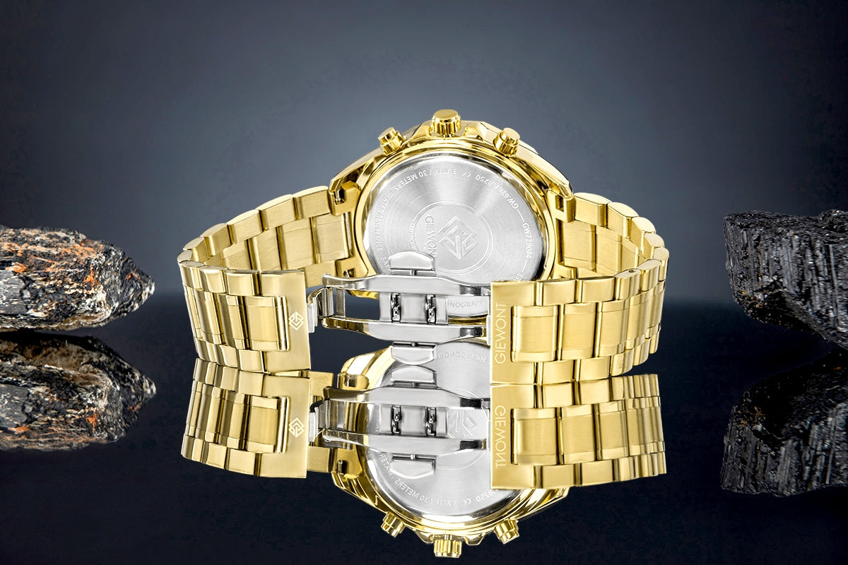Zegarek Męski Giewont Chronograph Sapphire Złoto Czarny GW7290-B4