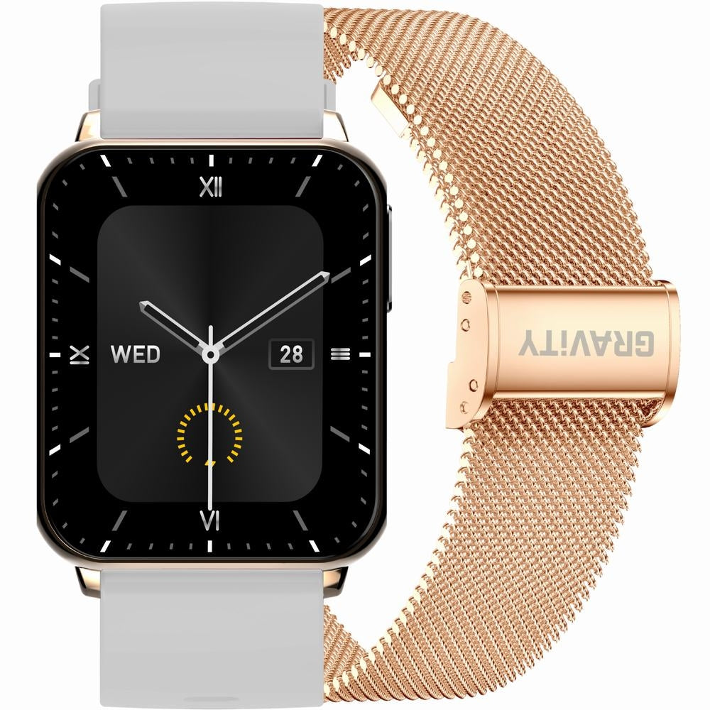 Smartwatch Gravity Różowe Złoto Szary 2 Paski GT17-4