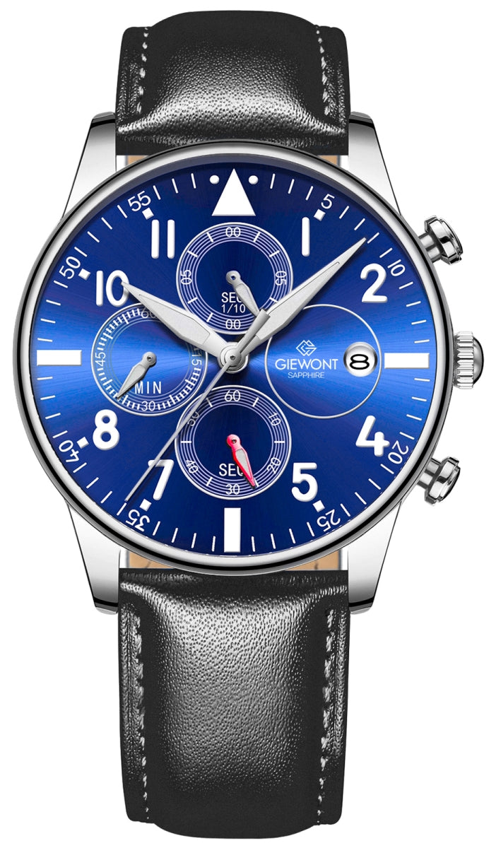 Zegarek Męski Giewont Chronograph Sapphire Czarno Niebieski GW5630-A3