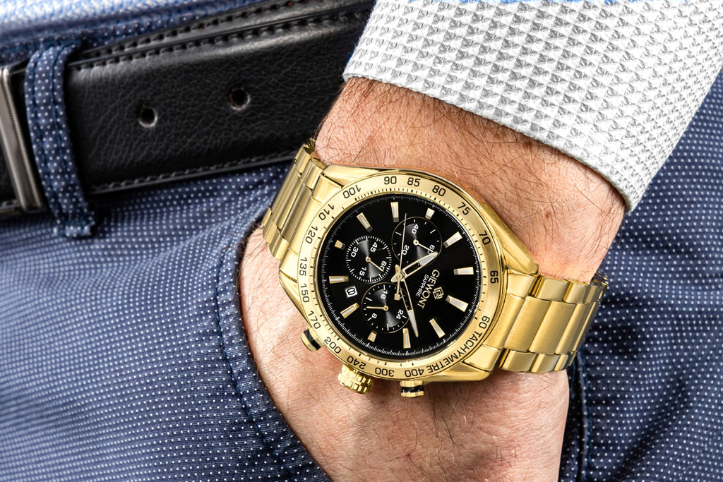 Zegarek Męski Giewont Chronograph Sapphire Złoto Czarny GW9580-B4