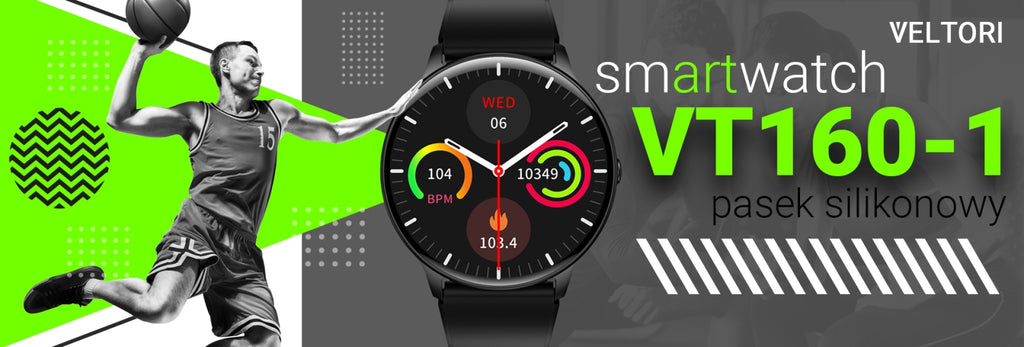 Smartwatch VELTORI VT160-1 Czarny Pasek Silikonowy