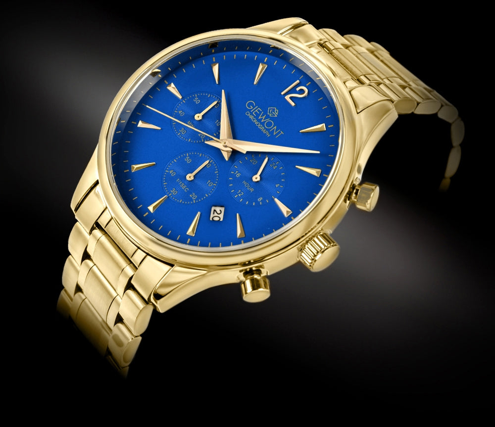 Zegarek Męski Giewont Chronograph Sapphire Złoto Niebieski GW6310-B5