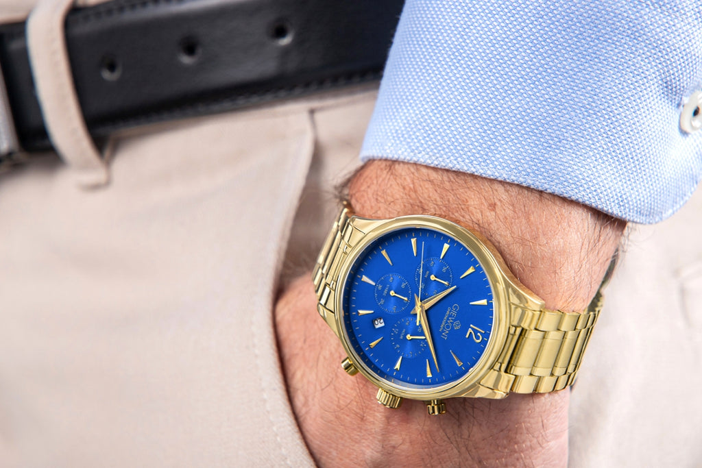 Zegarek Męski Giewont Chronograph Sapphire Złoto Niebieski GW6310-B5