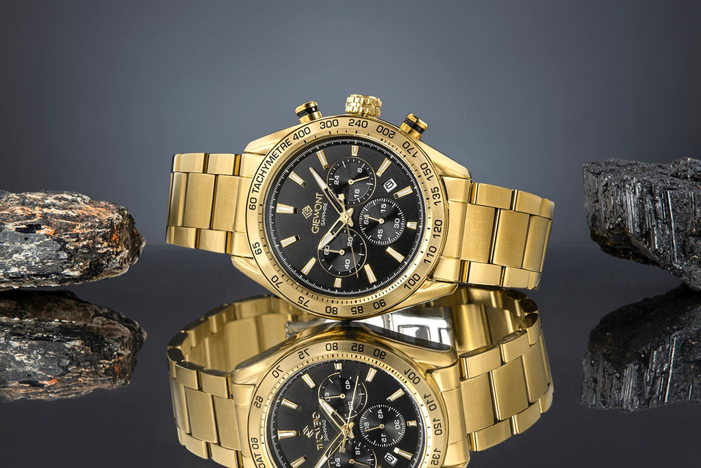 Zegarek Męski Giewont Chronograph Sapphire Złoto Czarny GW9580-B4