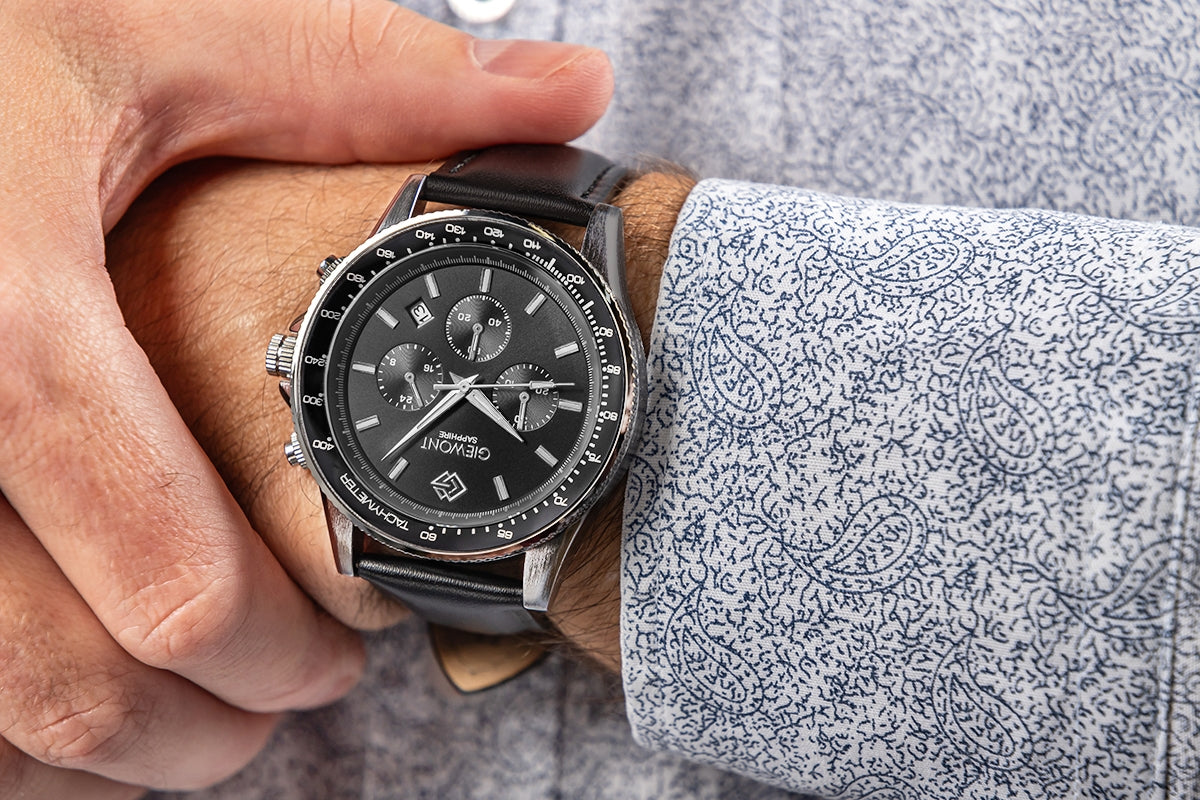 Zegarek Męski Giewont Chronograph Sapphire Czarny GW3520-A4