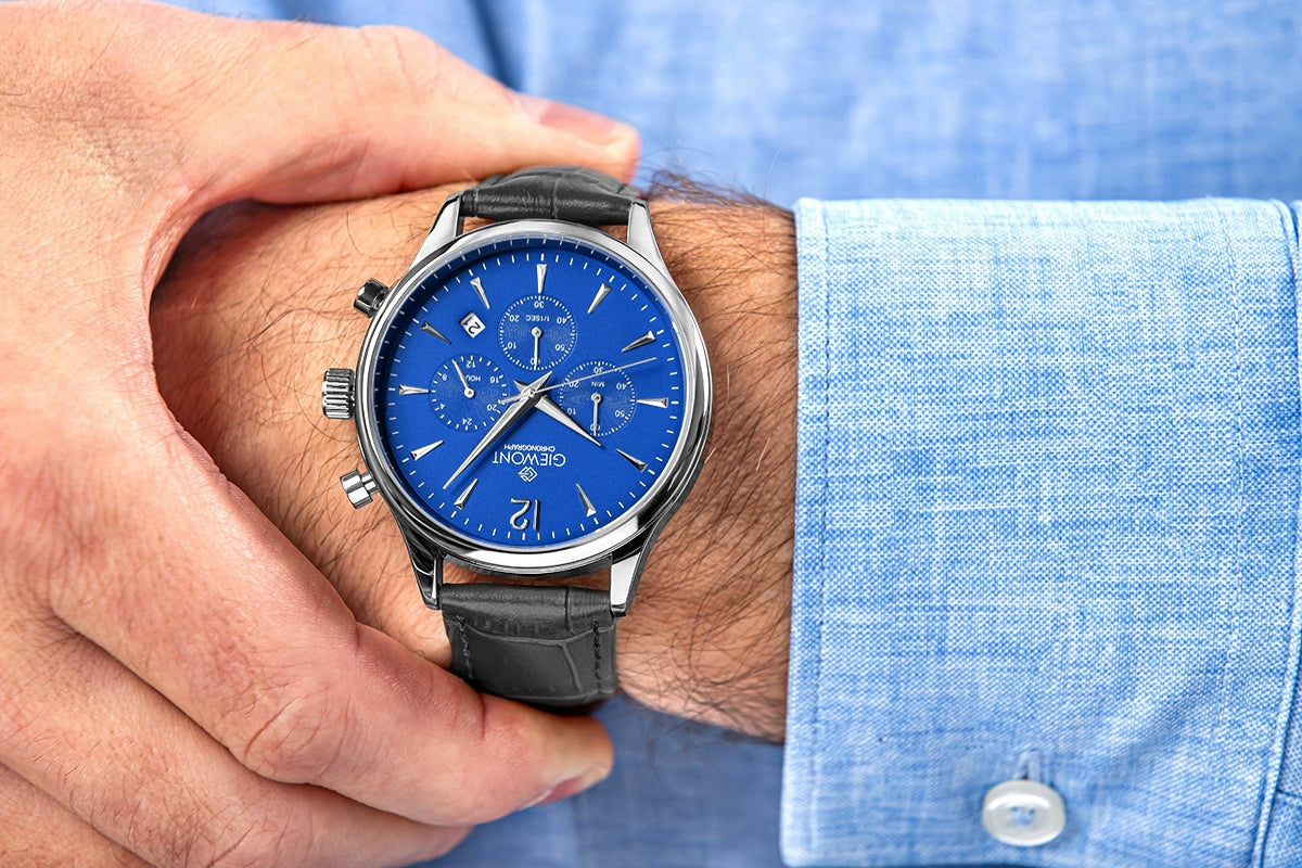 Zegarek Męski Giewont Chronograph Sapphire Czarno Niebieski GW6310-A3