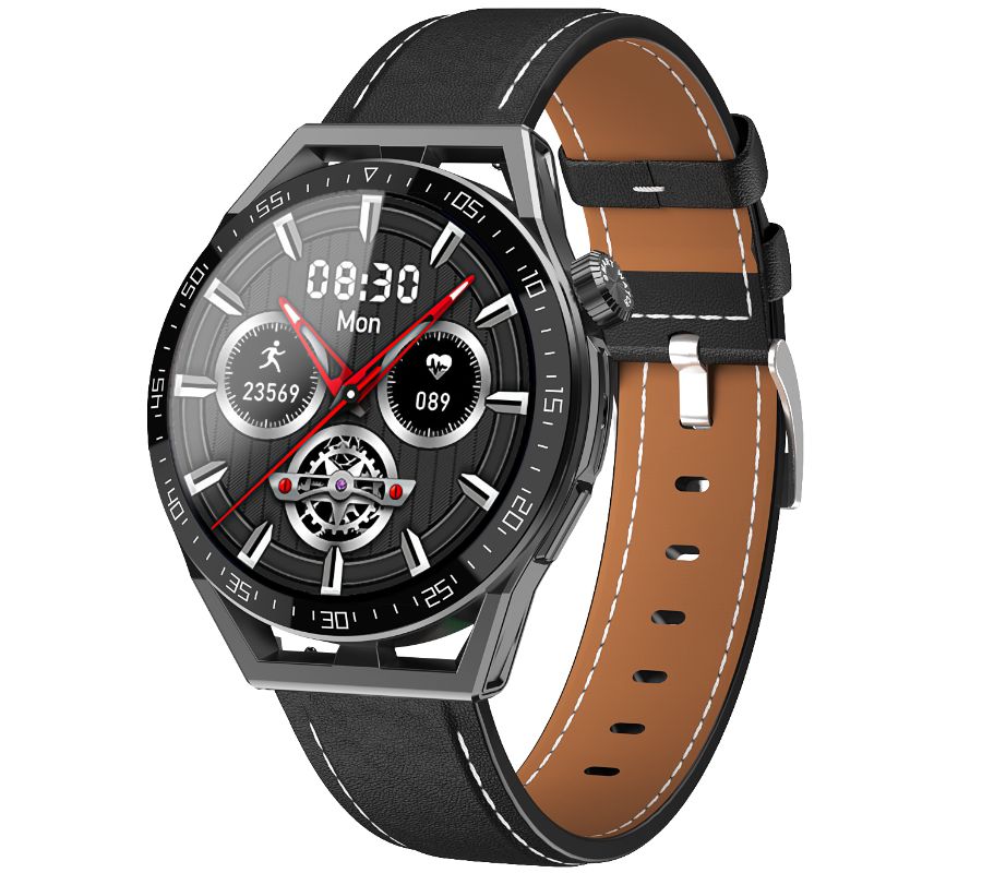 Smartwatch  Rubicon RNCE88-1 Czarny- Czarny Pasek Silikonowy + Czarny Pasek Skórzany