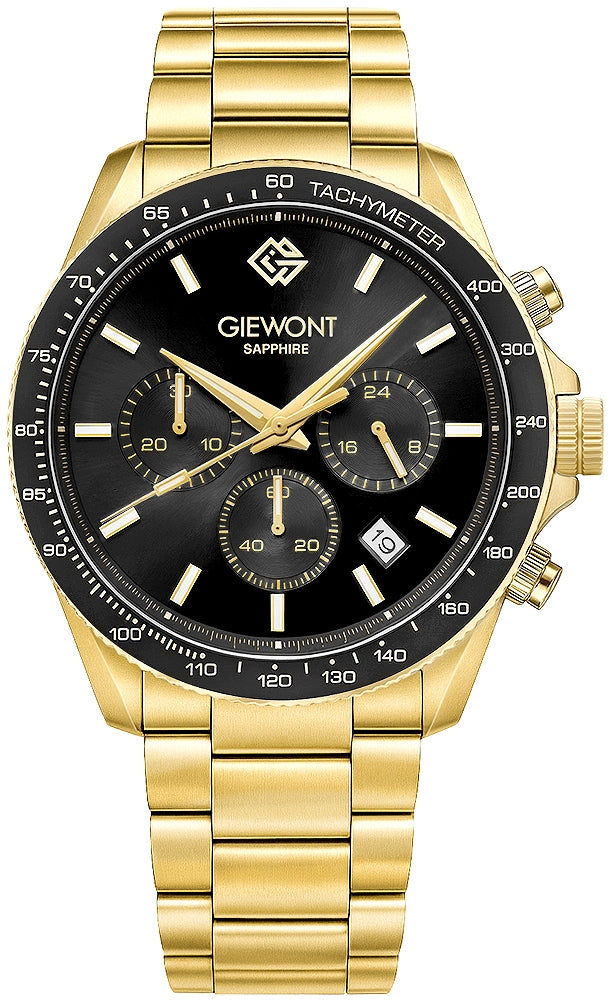 Zegarek Męski Giewont Chronograph Sapphire Złoto Czarny GW3520-B4