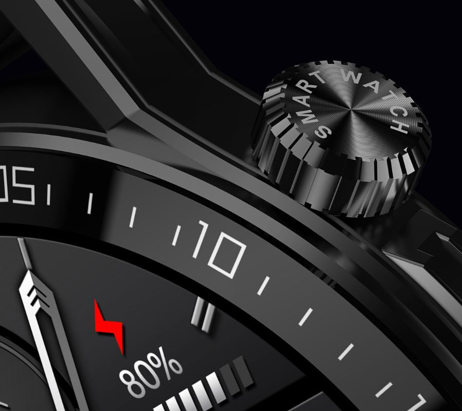 Smartwatch  Rubicon RNCE88-1 Czarny- Czarny Pasek Silikonowy + Czarny Pasek Skórzany